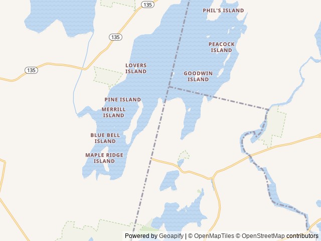 Map of Birches Lakeside Campground location at Litchfield, ME, United States