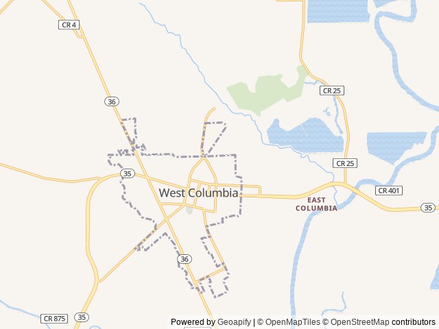 Map of First Capitol RV Park location at West Columbia, TX, United States