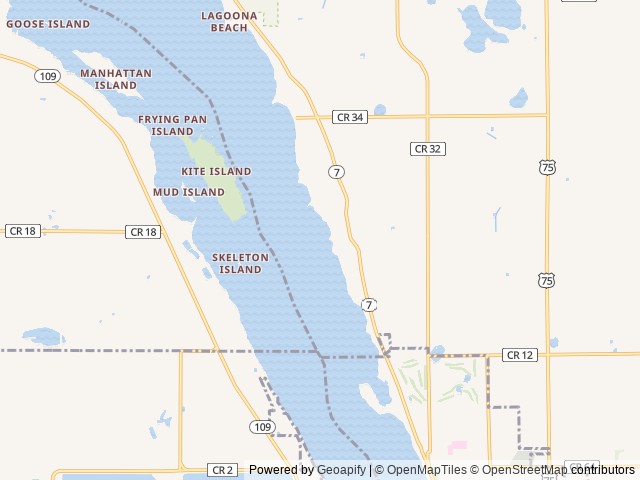 Map of Rustling Elms Resort location at Ortonville, MN, United States