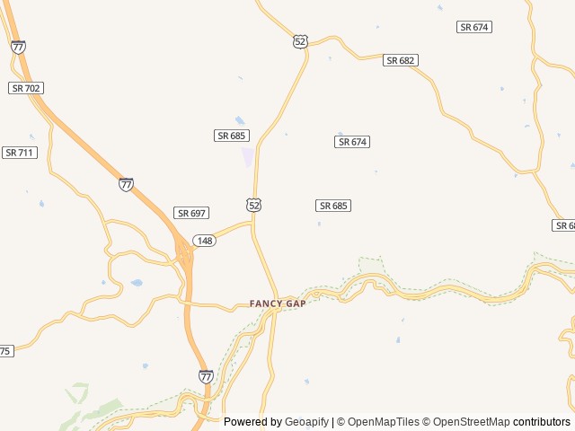 Map of Utt's Campground location at Fancy Gap, VA, United States