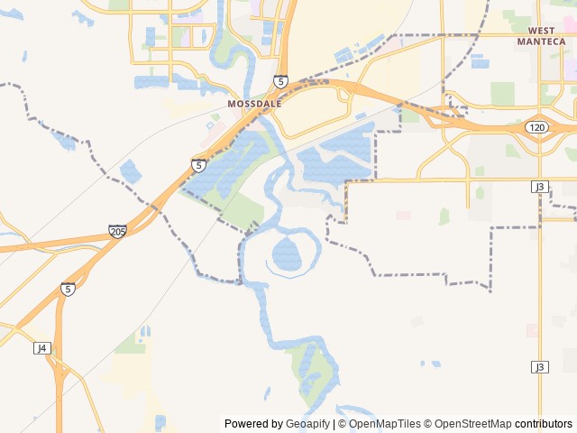 Map of Thousand Trails Turtle Beach location at Manteca, CA, United States