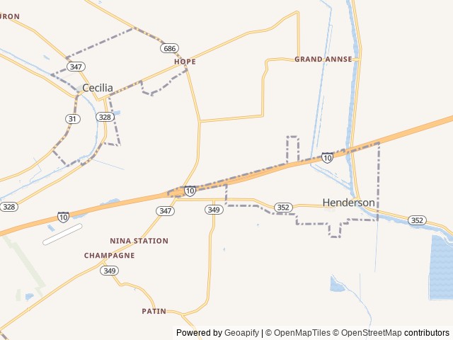 Map of Camp Margaritaville RV Resort Breaux Bridge location at Henderson, LA, United States