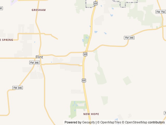 Map of Woodland Creek RV Park location at Tyler, TX, United States