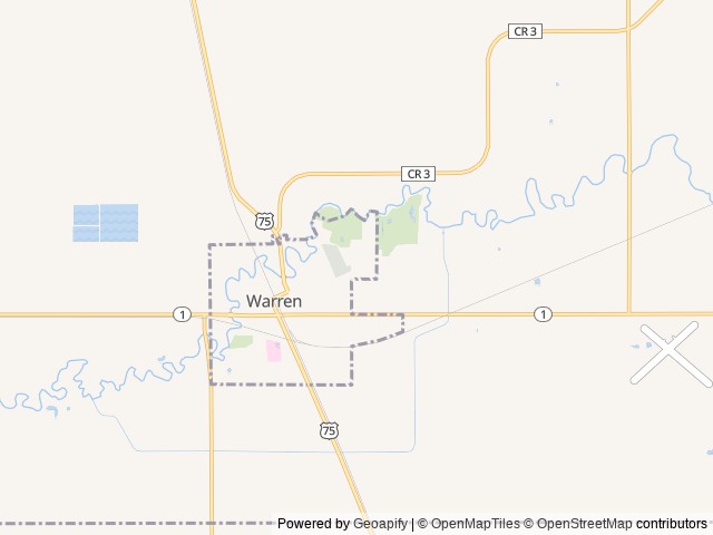 Map of Holiday Park Campground location at Warren, MN, United States