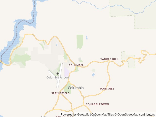 Map of Columbia 49er RV Ranch location at Columbia, CA, United States