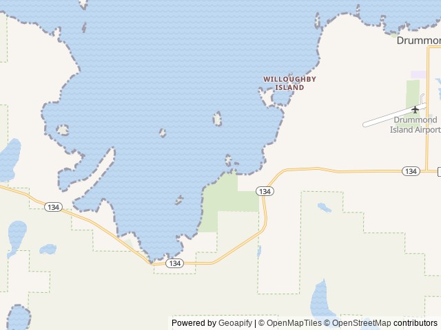 Map of Drummond Island Township location at Drummond, MI, United States