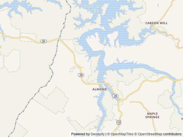 Map of Turkey Creek Campground location at Almond, NC, United States