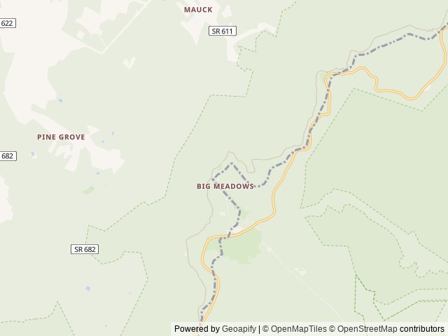 Map of Big Meadows Campground - Shenandoah (VA) location at Luray, VA, United States