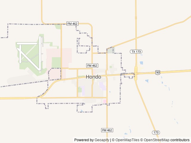 Map of Red Oak RV Park location at Hondo, TX, United States