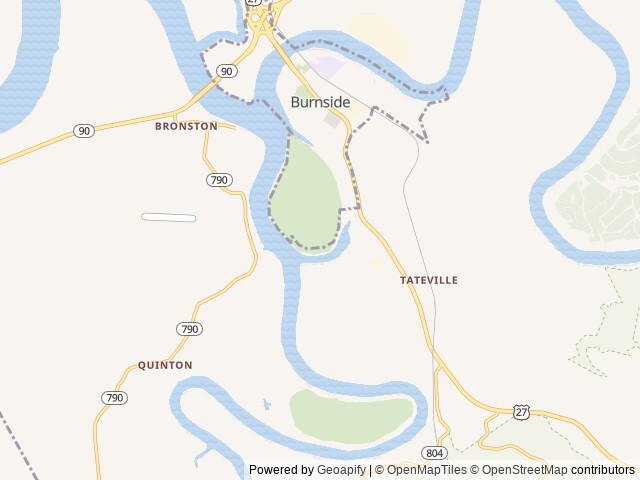 Map of Cumberland Cove Campground location at Burnside, KY, United States