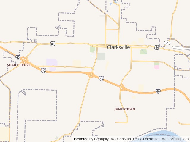 Map of Love's RV Hookup-Clarksville AR 822 location at Clarksville, AR, United States