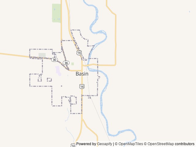 Map of Where Am I To Go Campground location at Basin, WY, United States