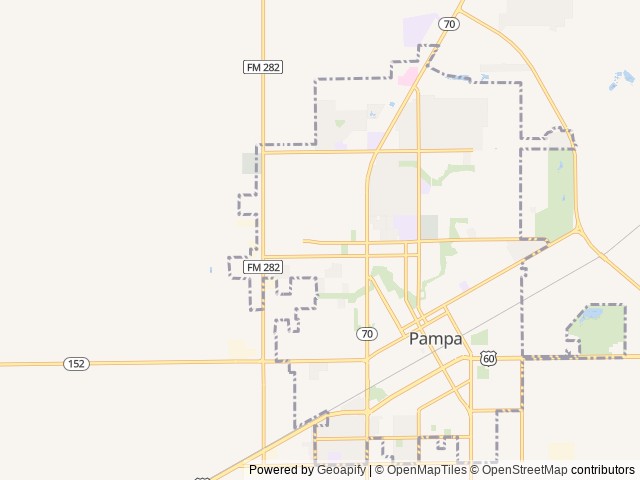 Map of Copper Plains location at Pampa, TX, United States