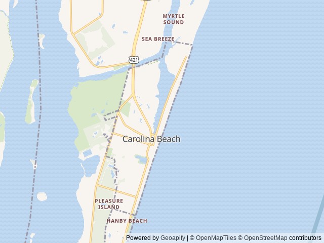 Map of Winners RV Park location at Carolina Beach, NC, United States