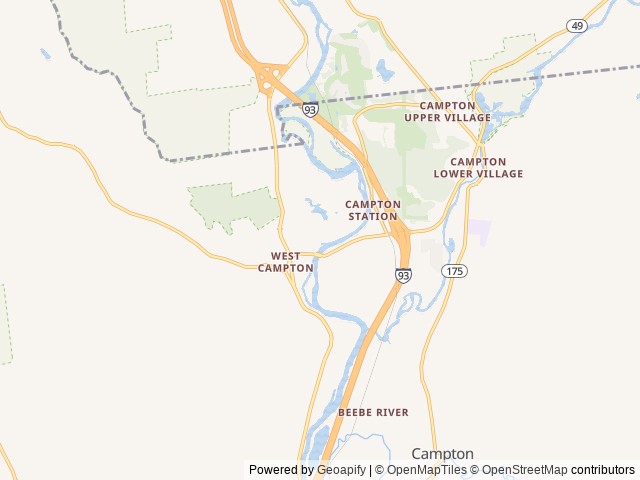 Map of Branch Brook Campground location at Campton, NH, United States