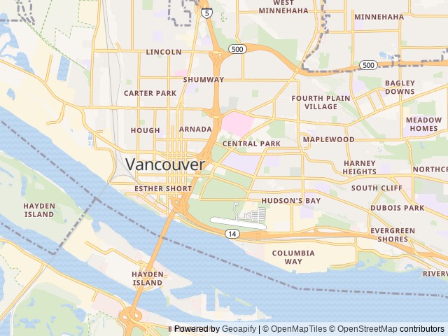 Map of Goose Lake location at Vancouver, WA, United States