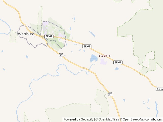 Map of Mountain View Camping location at Wartburg, TN, United States