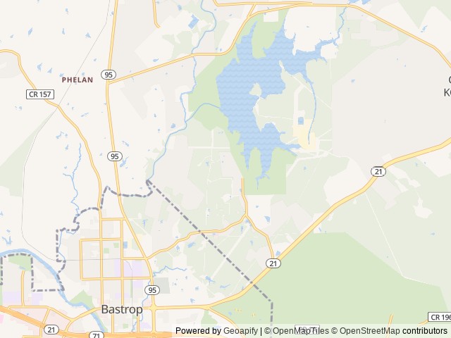 Map of Lake Bastrop South Shore Park location at Bastrop, TX, United States