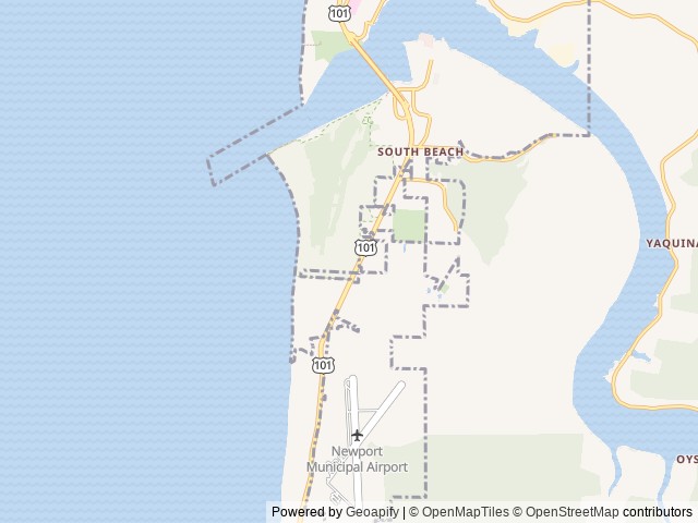 Map of South Beach State Park location at Newport, OR, United States