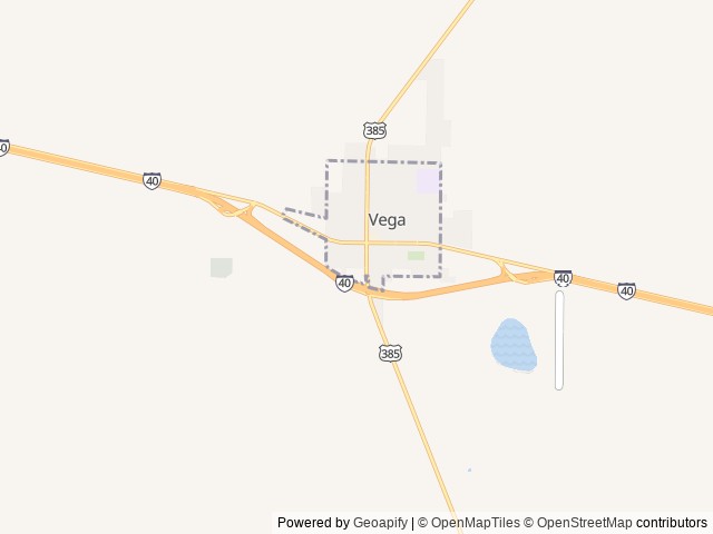 Map of Walnut RV Park Vega TX location at Vega, TX, United States
