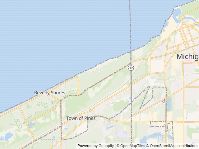 Map of Central Avenue Walk-in Sites location at Beverly Shores, IN, United States