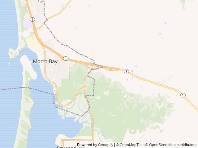 Map of Bay Pines Travel Trailer Park location at Morro Bay, CA, United States