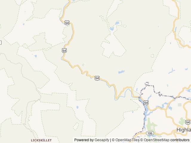 Map of Van Hook Glade location at Highlands, NC, United States