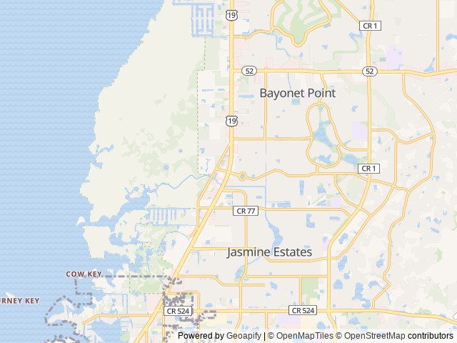 Map of Oak Springs RV Resort location at Port Richey, FL, United States