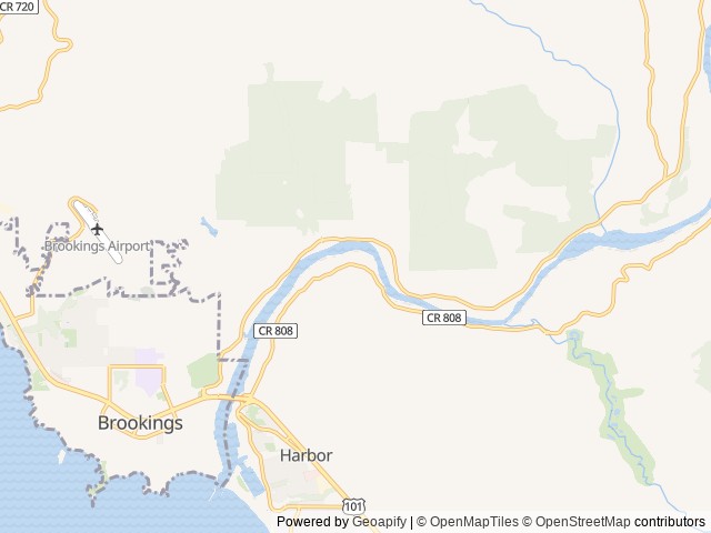 Map of AtRivers Edge RV Resort location at Brookings, OR, United States