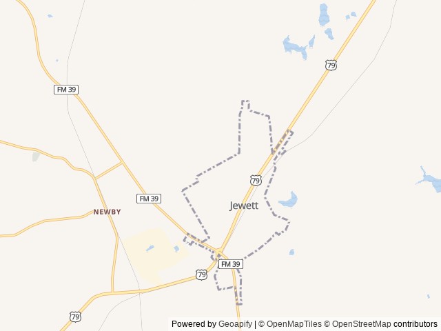 Map of Kozy Lakes RV Park location at Jewett, TX, United States
