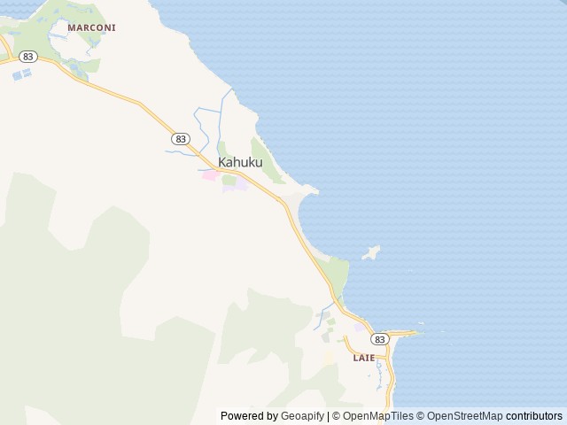 Map of Malaekahana Beach Campground location at Kahuku, HI, United States