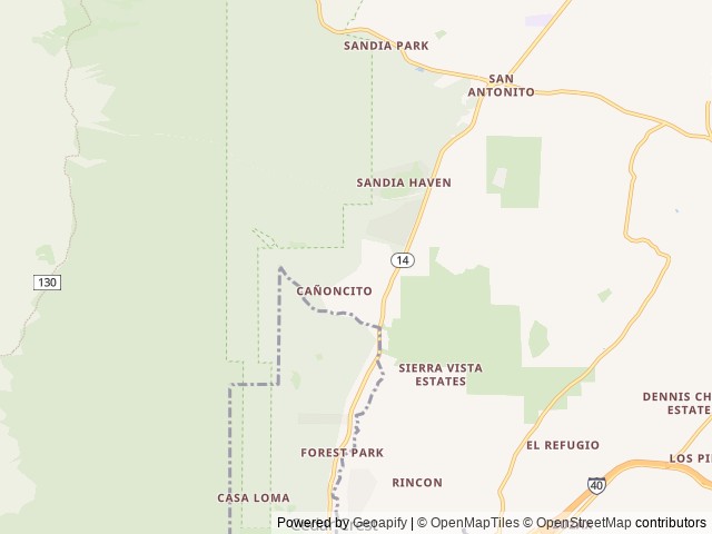 Map of Turquoise Trail Campground & RV Park location at Cedar Crest, NM, United States