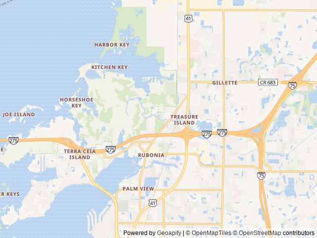 Map of Frog Creek Campground location at Palmetto, FL, United States