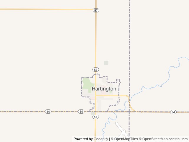 Map of City of Hartington Campground location at Hartington, NE, United States