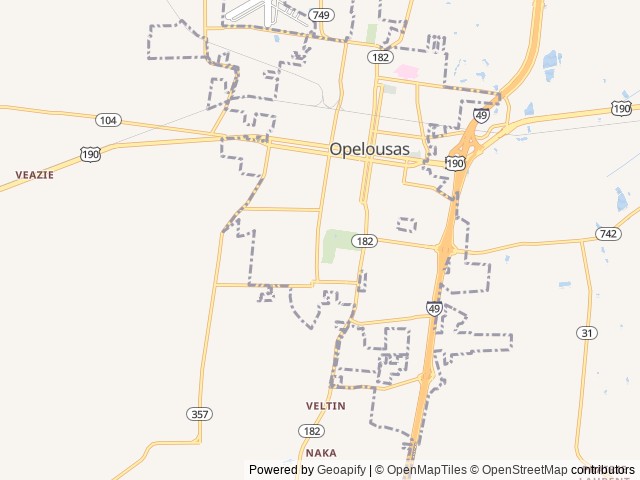 Map of South City Park Campground / City of Opelousas location at Opelousas, LA, United States