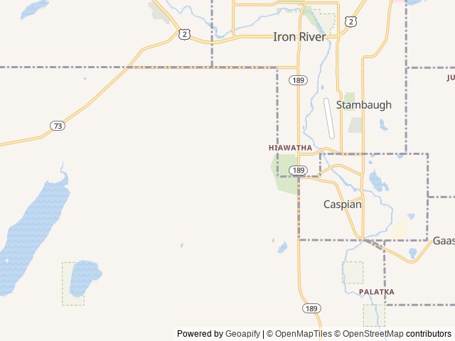 Map for Kyla's Bunkhouse Retreat near Iron River, WI