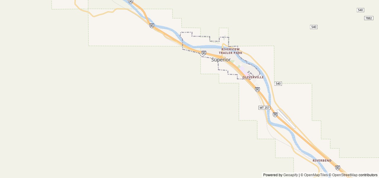 Map of Thompson Peak Lookout Tower location at Superior, MT, United States