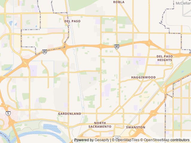 Map for Modern Family Voyager Mercedes RV Prism 2300DS near Sacramento, CA