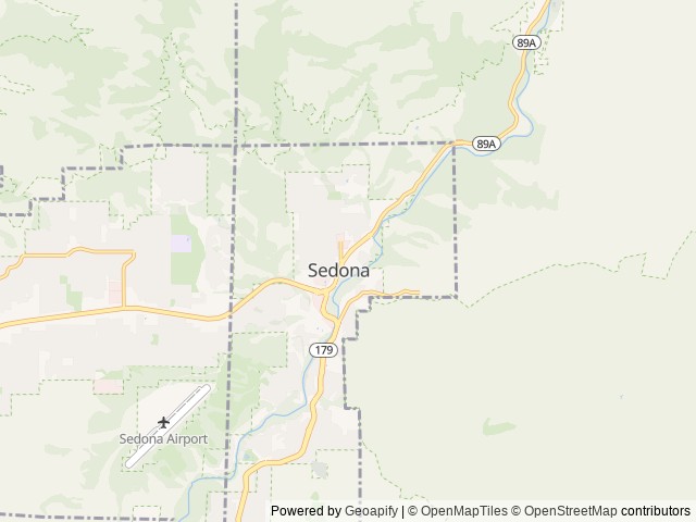 Map of Rancho Sedona RV Park location at Sedona, AZ, United States