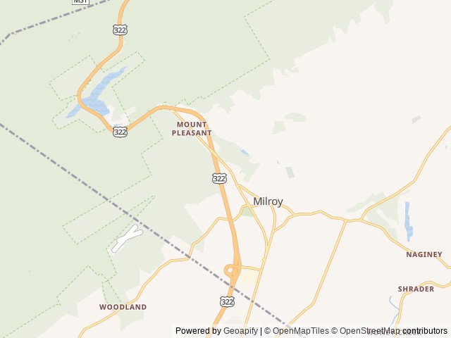 Map of Hartman Center Campground location at Milroy, PA, United States
