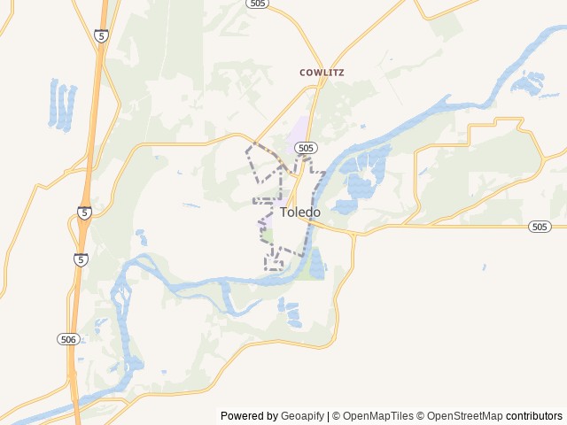 Map of Kemp Olson Memorial Park location at Toledo, WA, United States