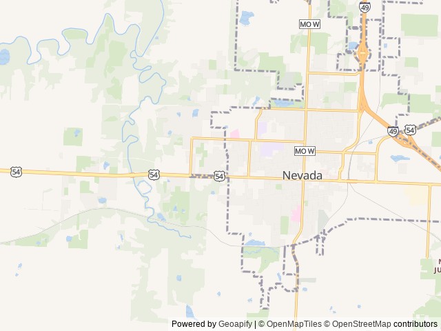 Map of Countryside RV location at Nevada, MO, United States