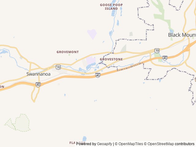 Map of Asheville East KOA Holiday location at Swannanoa, NC, United States