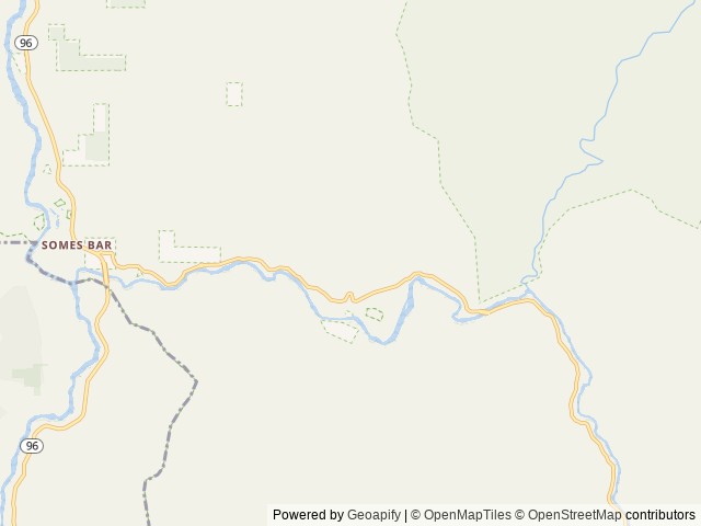 Map of Oak Bottom Campground location at Orleans, CA, United States