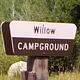 Willow Campground entry sign