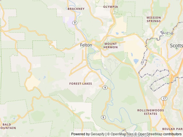 Map for 2019 Top Choice BOHO BAGO (Winnebago Class C) near Felton, CA