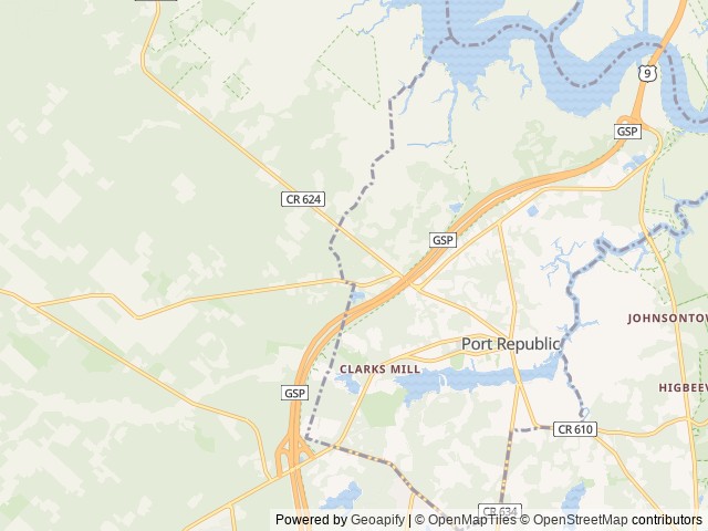Map of Atlantic Blueberry RV Park location at Port Republic, NJ, United States