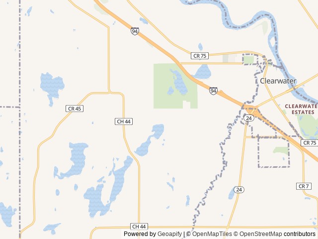 Map of AJ Acres Campground location at Clearwater, MN, United States