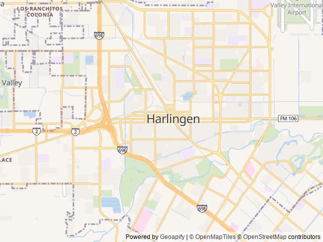 Map of Palm Gardens location at Harlingen, TX, United States