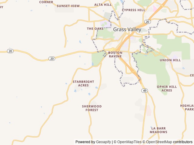 Map of Nevada County Fairgrounds RV Park location at Grass Valley, CA, United States